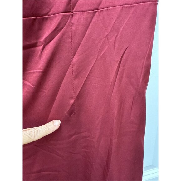 Mac Duggal Size 18 Burgundy 55632 Satin One Shoulder Puff Sleeve Trumpet Gown - Picture 6 of 10